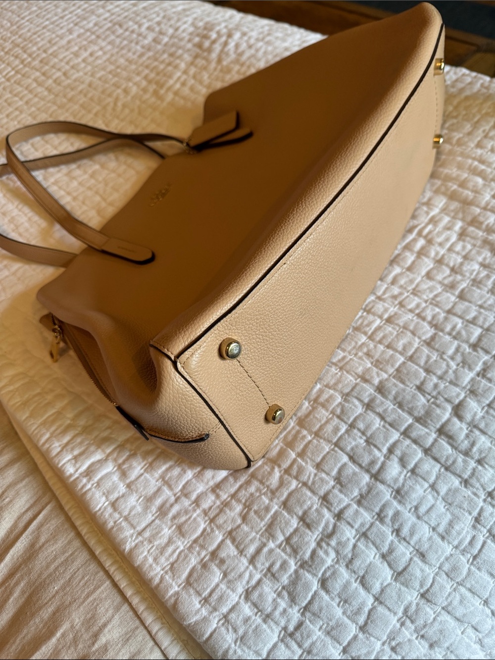 Coach Pebbled Leather Tote in Tan - Picture 3 of 12